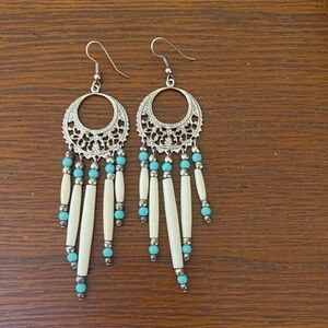 Elegant Silver and Turquoise Dangle Earrings